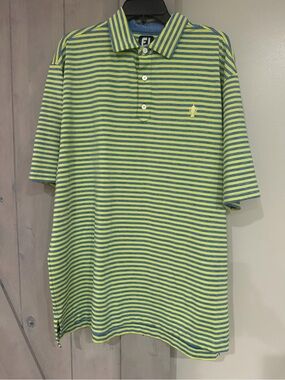 FootJoy Lime Green and Navy Striped Polo